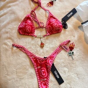 Civil Regime Pink Bikini Set in Concrete Frequency print